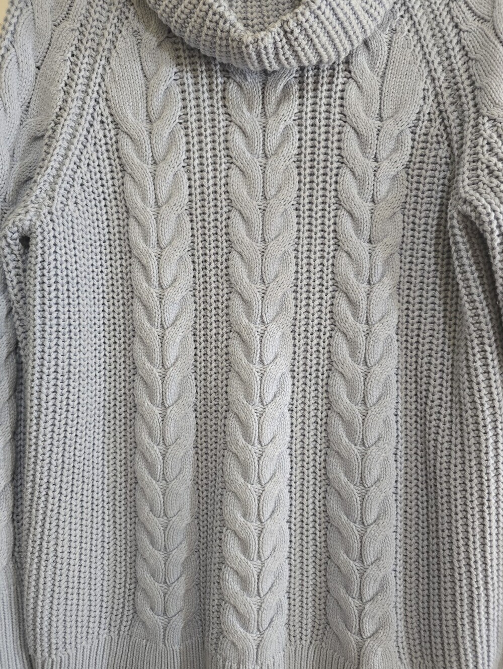 Talbots Haven Well Within Cowlneck Cable Knit Sweater Small Light Blue Oversized - Picture 4 of 6